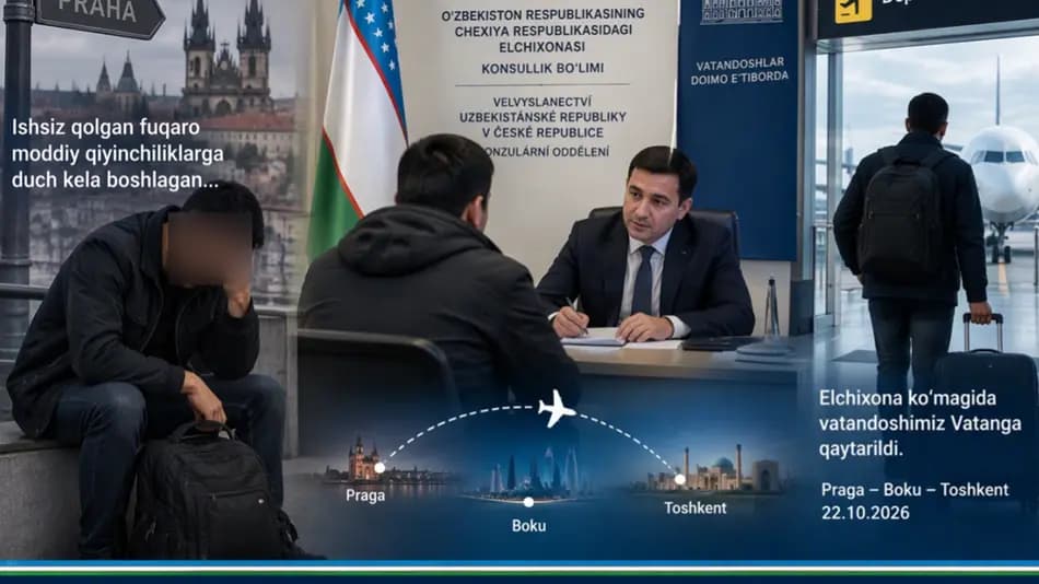 Болгарияга ишлашга бориб, Чехияда маблағсиз қолган ўзбекистонлик ватанга қайтарилди
