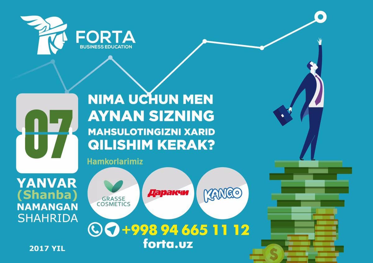 Tadbirkorlar orasida katta shov- shuvlarga sabab bo‘layotgan biznes seminar endi Farg‘ona vodiysida!!!