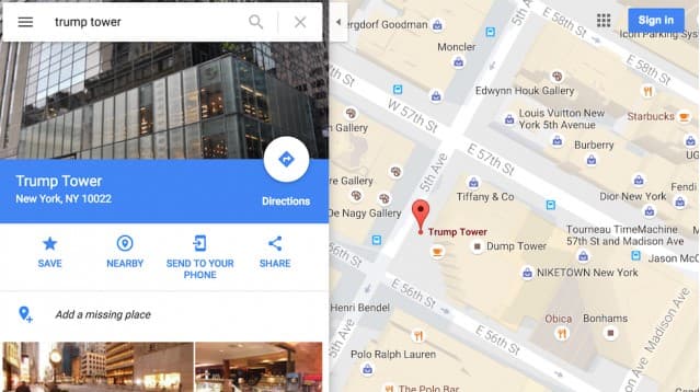 Google Maps сабабли Трамп минораси "чиқиндихона"га айланди