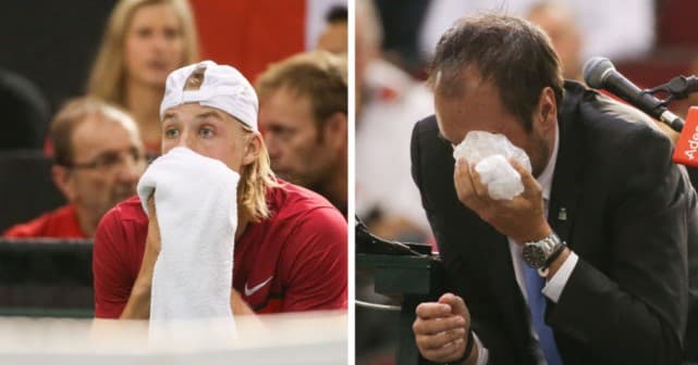 Kanadalik tennischi jahl ustida hakamning ko‘zini to‘p bilan "poyladi"
