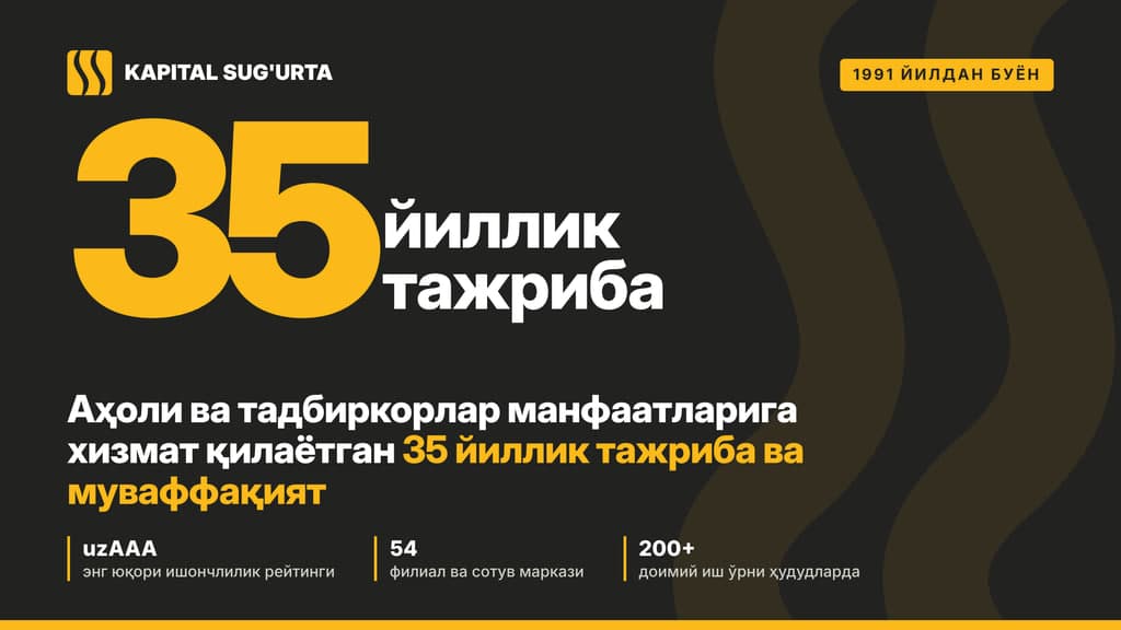 404 milliard soʻmlik toʻlov: "KAPITAL SUG‘URTA"ning uch yillik natijalari eʼlon qilindi