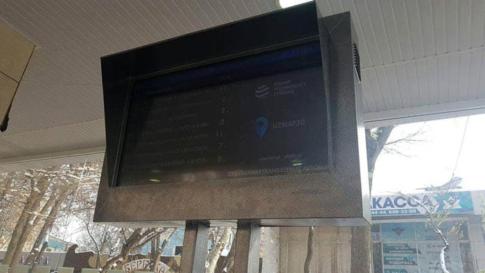 Toshkentdagi avtobus bekatlarda elektron tablolar paydo bo‘ldi