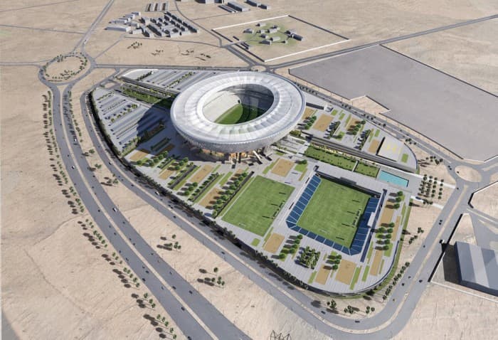 Dubaydagi eng yirik futbol maydoni kosa shaklida quriladi (10 surat)