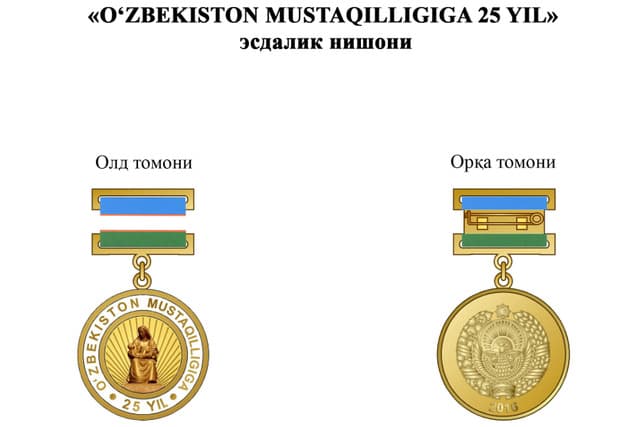 Islom Karimov farmoni bilan mustaqillikning 25 yilligiga esdalik nishoni ta'sis etildi