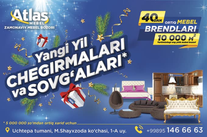 Atlas Mebel mebellar savdo majmuasida yangi yil aksiyasi