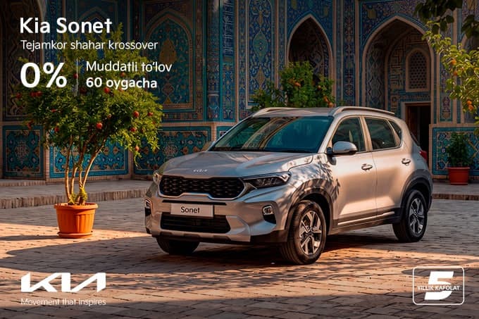 Kia Uzbekistan Kia Sonet учун йиллик 0% дан бошланадиган ставкали муддатли тўлов шартларини эълон қилди