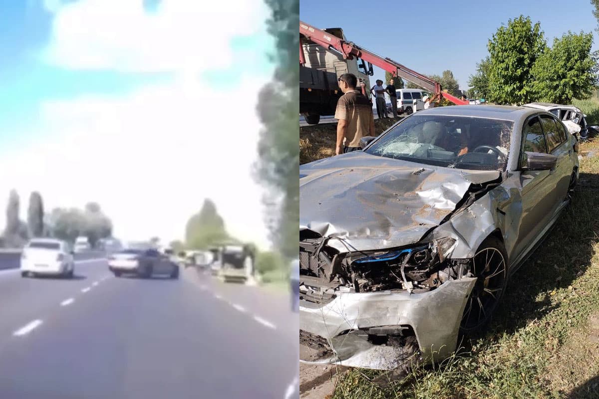 В Ташобласти BMW врезался в стоявший на обочине Tracker