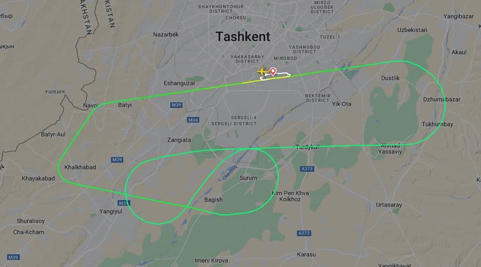 Uzbekistan Airways plane returns to Tashkent due to alarm