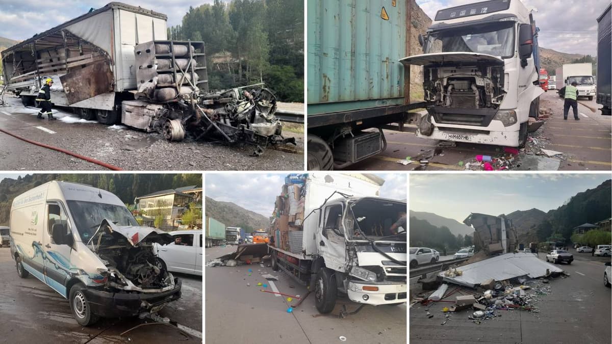 Қамчиқ довонида 3 та юк автомобили ва Mercedes-Benz Sprinter иштирокида ЙТҲ юз берди