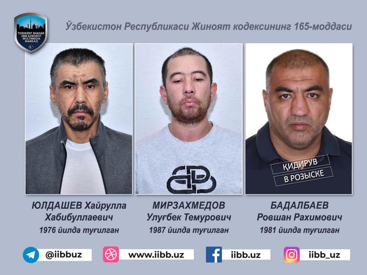Toshkentda tovlamachilikda gumonlanib ikki kishi qamoqqa olindi. Yana biri qidiruvda