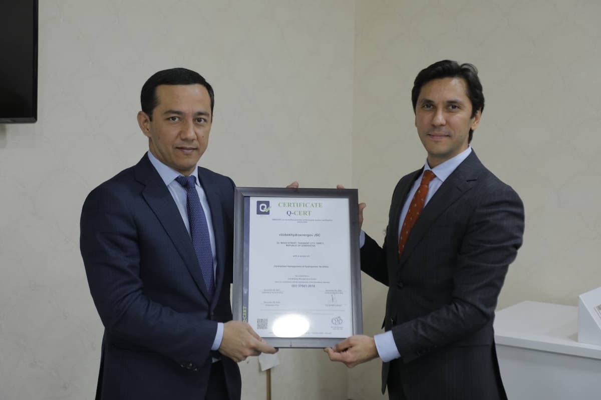 "O‘zbekgidroenergo" ISO 37001:2016 standarti bo‘yicha korrupsiyaga qarshi kurash sertifikatini qaytadan qo‘lga kiritdi