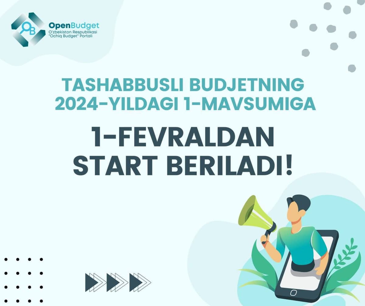 «Tashabbusli budjet»ning ilk mavsumiga 1 fevraldan start beriladi