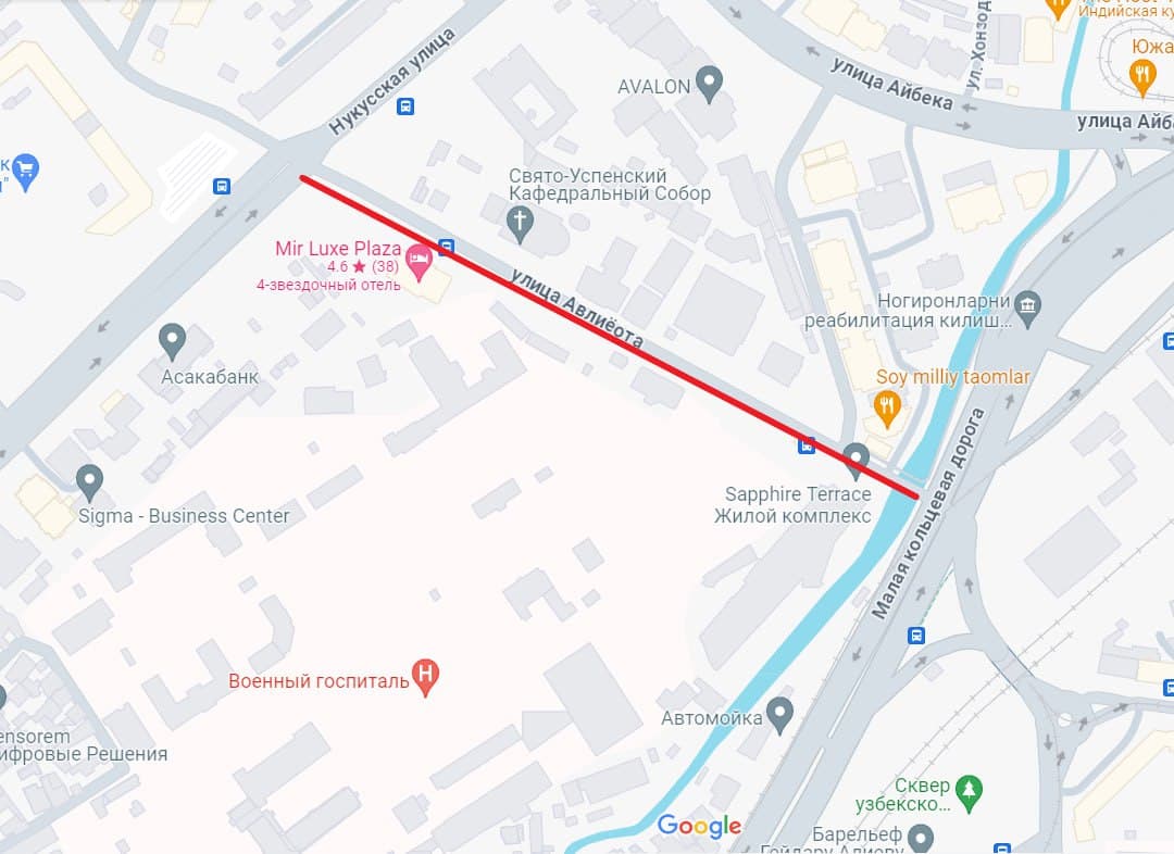 В Ташкенте улица Авлиёота будет частично перекрыта
