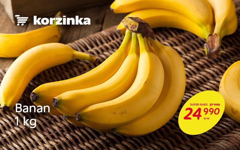 Yetilib pishgan bananlarga Korzinkadan unumli narx – 24 990 so‘m!
