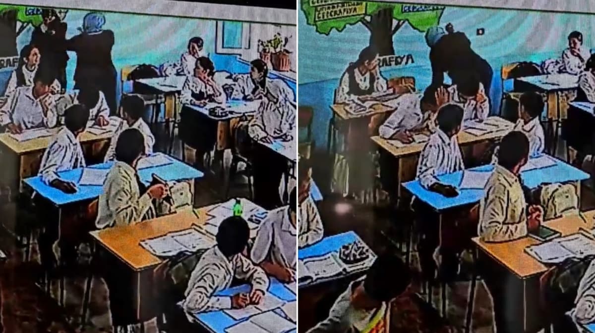 School principal slaps a seventh-grader who refused to take off her bandana in Fergana (video)