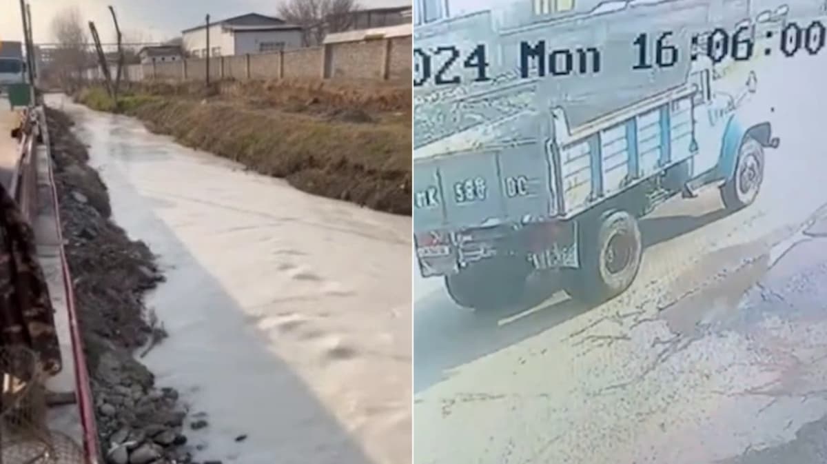Karakamysh canal’s water in Tashkent turns white (video)