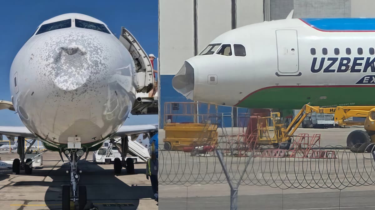Град повредил самолет Uzbekistan Airways, летевший из Красноярска в Ташкент 
