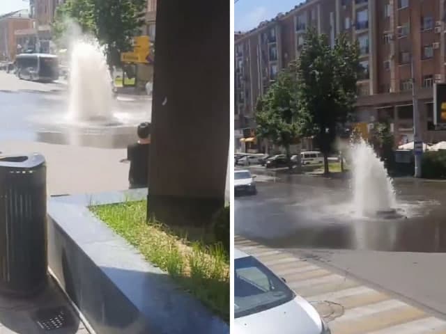 В центре Ташкента прорвало трубу во время испытаний тепловых сетей
