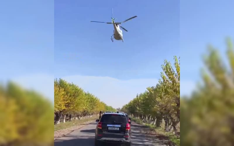 Toshkent viloyatida vertolyot ishtirokida to‘y korteji uyushtirildi