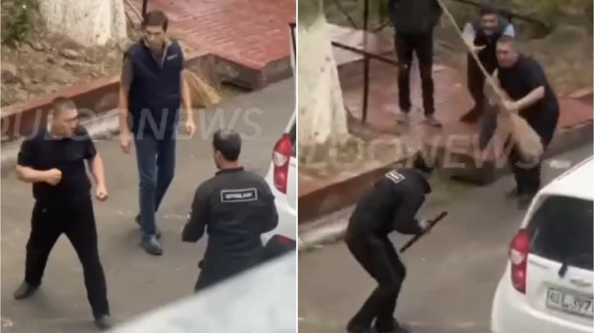 Fight breaks out between school security and canteen employee in Tashkent