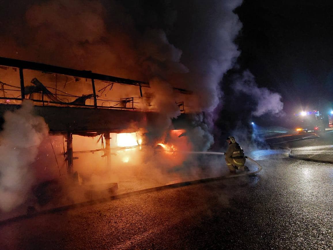 Passenger bus en route Almaty-Tashkent catches fire in Kazakhstan