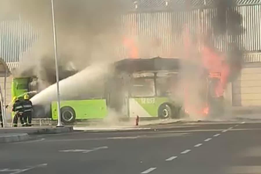 Passenger bus caught fire in Tashkent