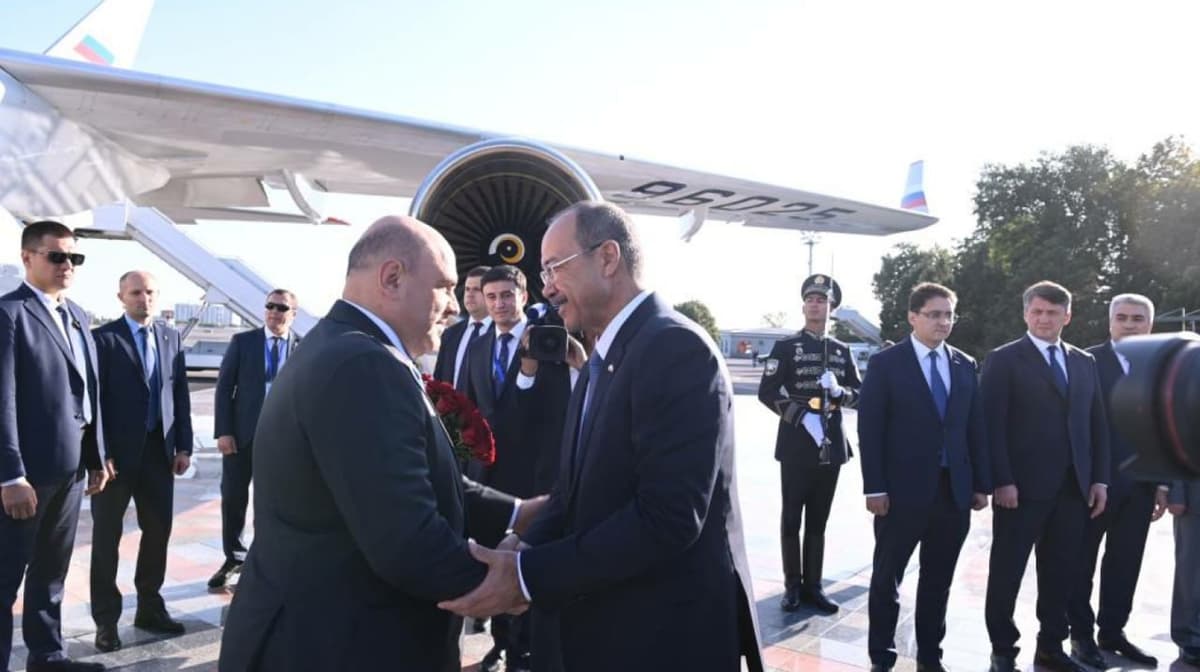 Russian Prime Minister Mikhail Mishustin arrives in Uzbekistan