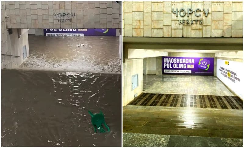 В метро Ташкента ликвидировали последствия затопления станции «Чорсу»