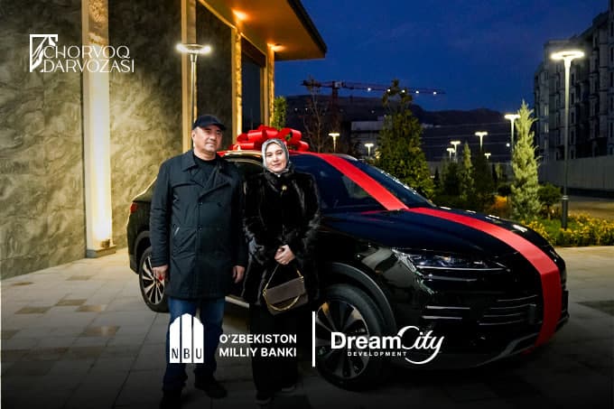 Chorvoq Darvozasi turar joy majmuasida O‘zbekiston Milliy banki va yetakchi developerlardan biri - Dream City kompaniyasi tantanali kalit topshirish marosimini o‘tkazdi