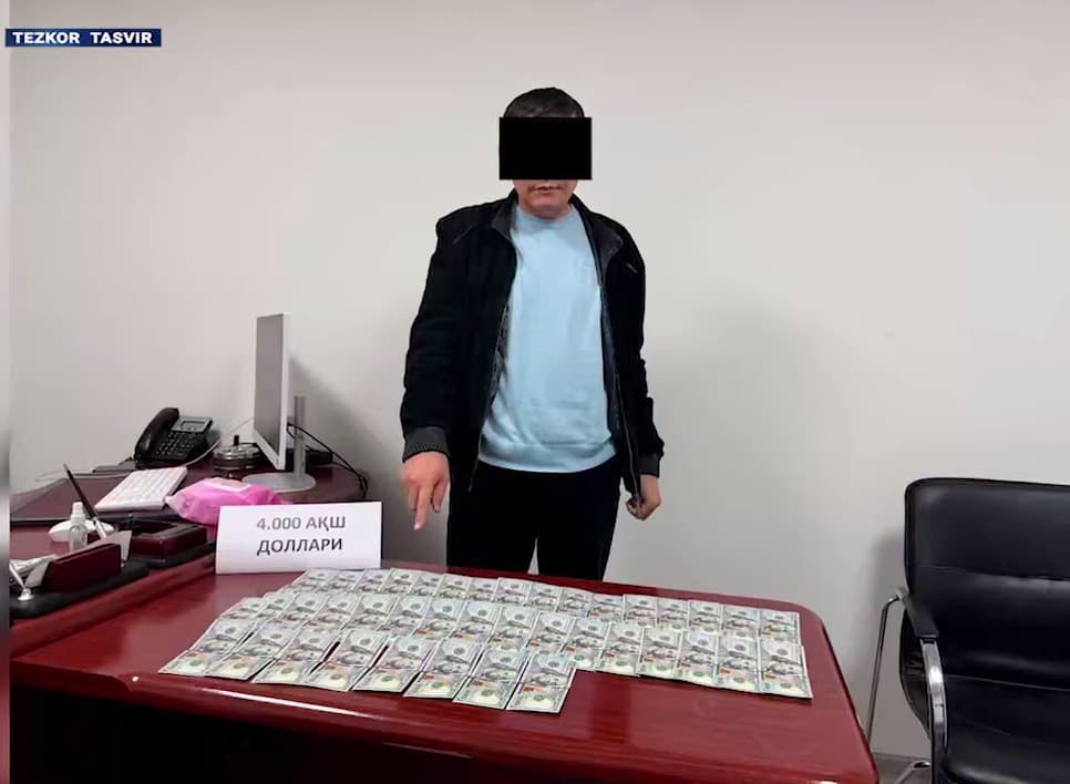 Yashnobod tumani hokimligi bosh yuristkonsulti 4 ming dollar bilan ushlandi