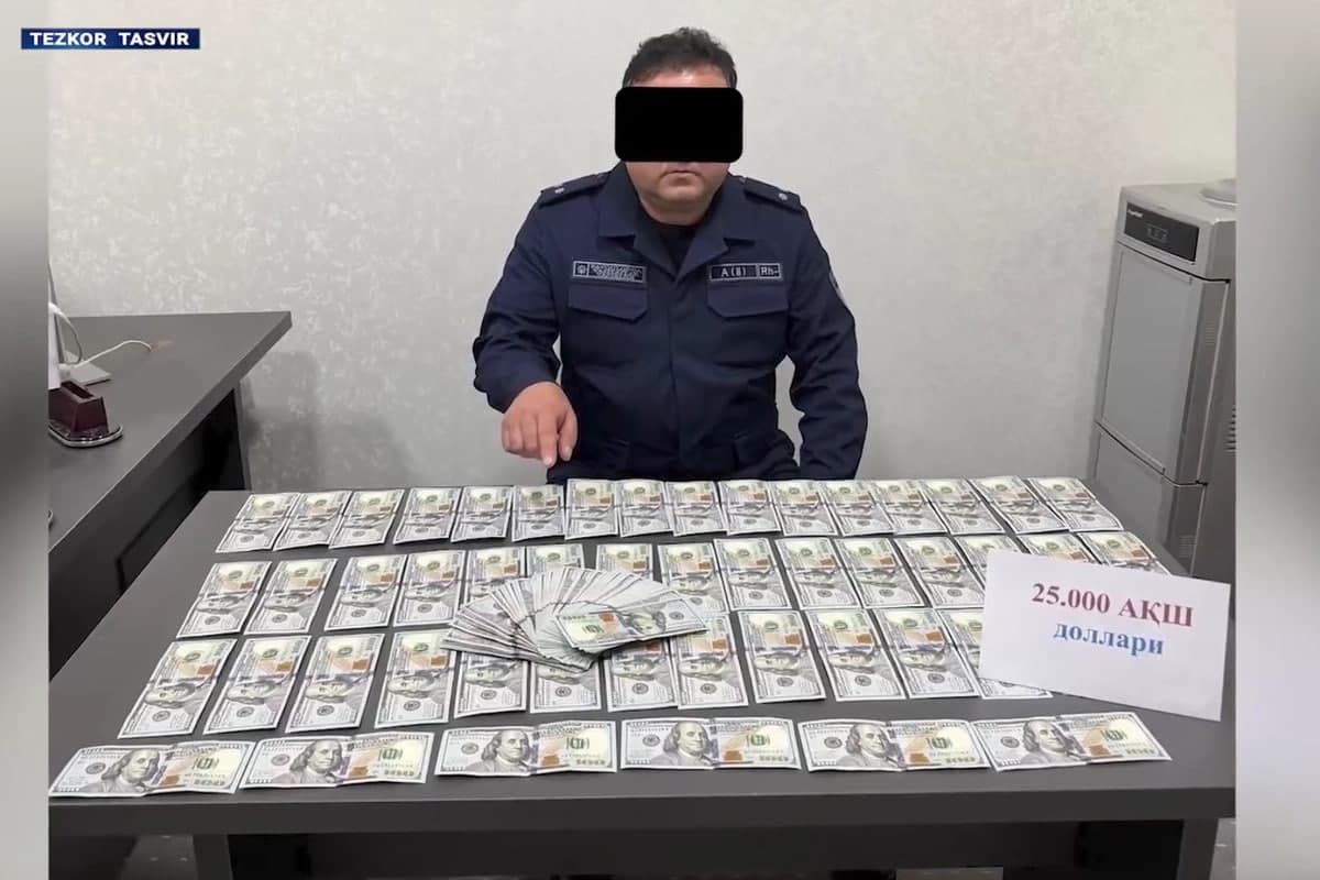 Toshkent viloyatida tadbirkordan 63 ming dollar talab qilgan FVB boshlig‘i ushlandi