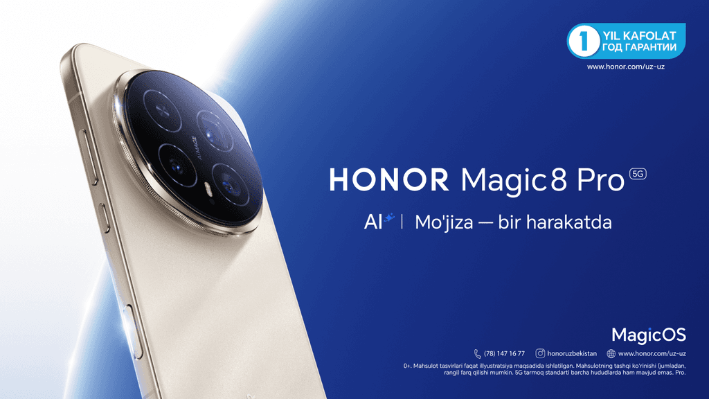Бу оддий смартфон эмас, балки асл мўъжиза: HONOR Magic8 Pro флагмани Ўзбекистон бозорига илк бор расман кириб келди
