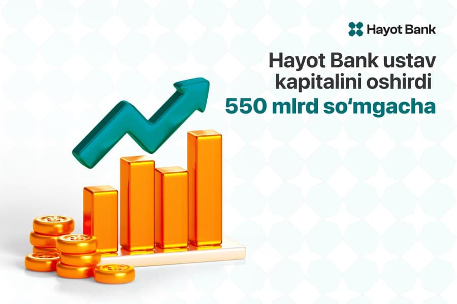 Hayot Bank устав капиталини 550 млрд сўмгача оширди
