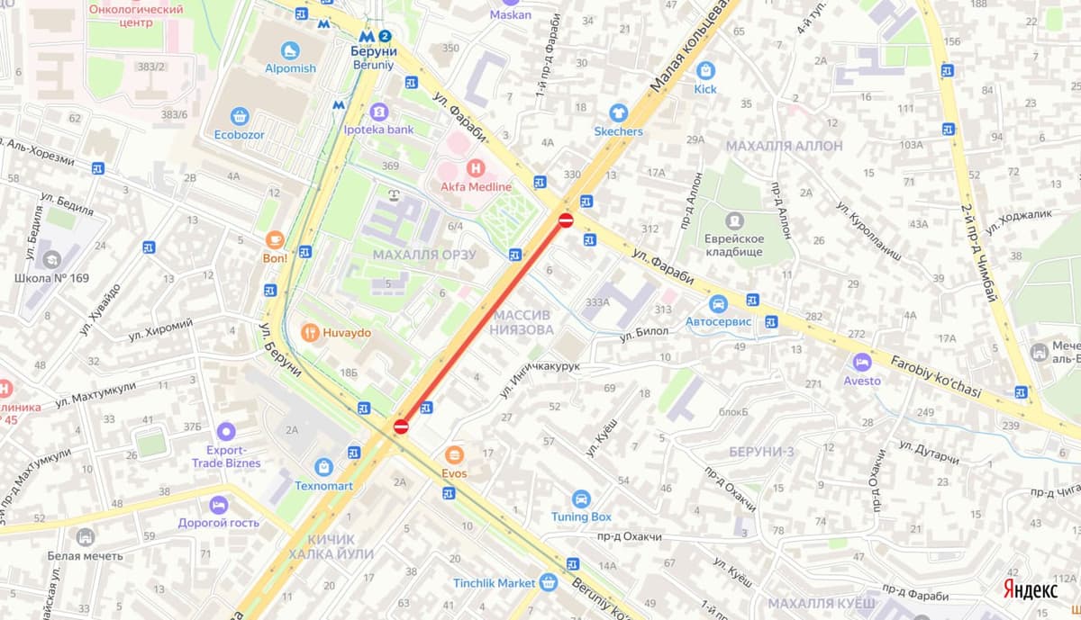 Toshkent ko‘chalaridan birida mashinalar harakati vaqtincha to‘xtatildi