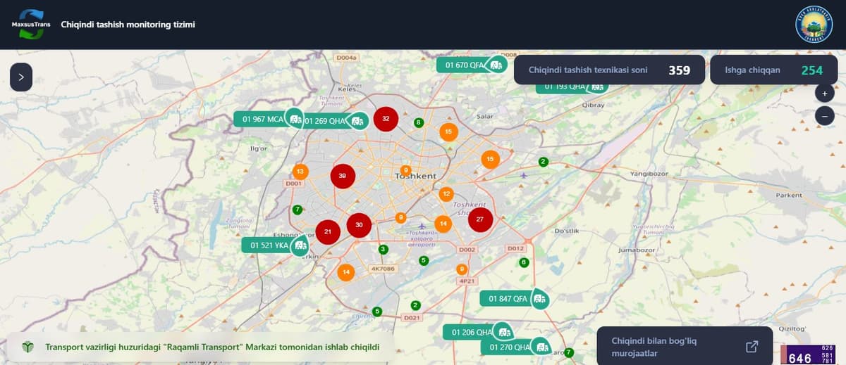 В Ташкенте запустили цифровую платформу для контроля вывоза мусора