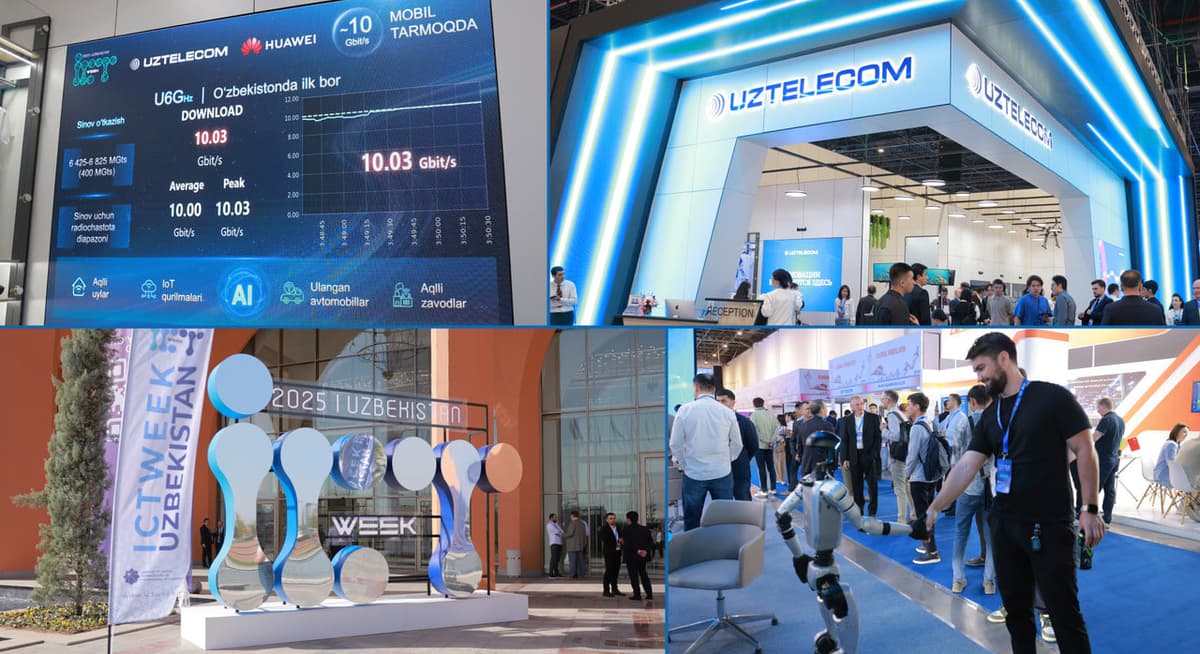 MDHda birinchi marta: ICTWEEK’da UZTELECOM 10,16 Gbit/s tezlikdagi U6G (5G-Advanced) texnologiyasini taqdim etdi