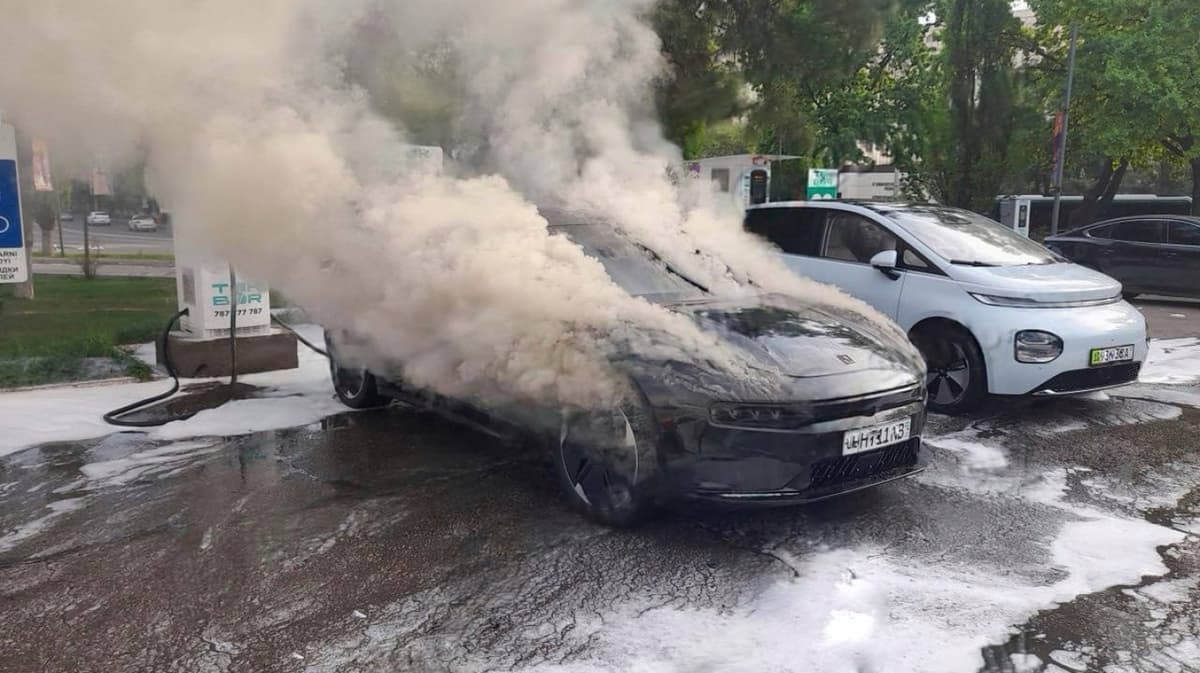 ZEEKR EV catches fire while charging in Tashkent