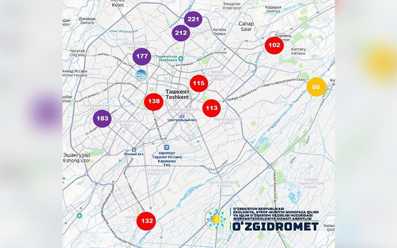 Toshkentda PM2,5 ko‘rsatkichi me’yordan 2,4 marta oshdi