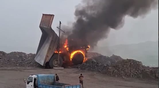 Short circuit sparks blaze on 130-ton truck at AMMC