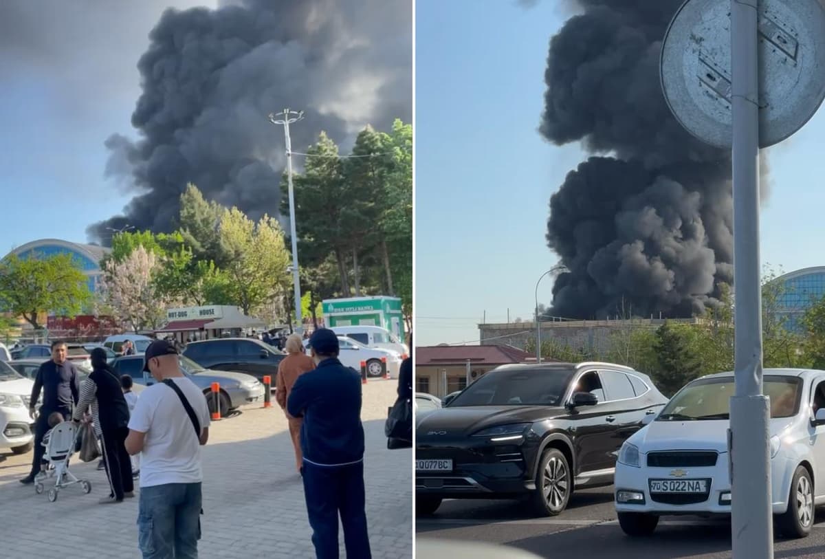 Toshkentdagi «Beshqo‘rg‘on» bozorida yong‘in chiqdi (video)