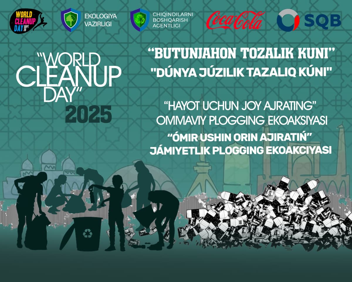World cleanup day: ommaviy plogging eko-aksiyasi o‘tkazilmoqda
