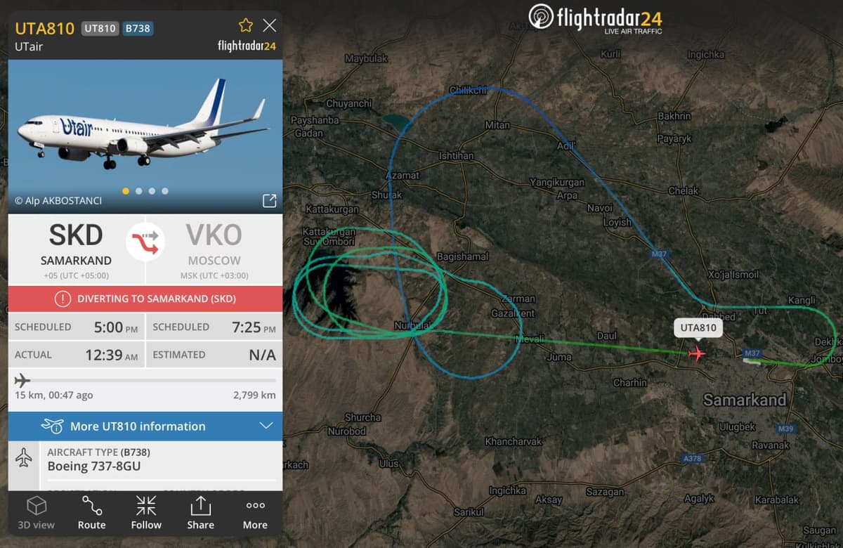 Samarqanddan uchgan samolyot dvigatelidagi nosozlik tufayli aeroportga qaytdi