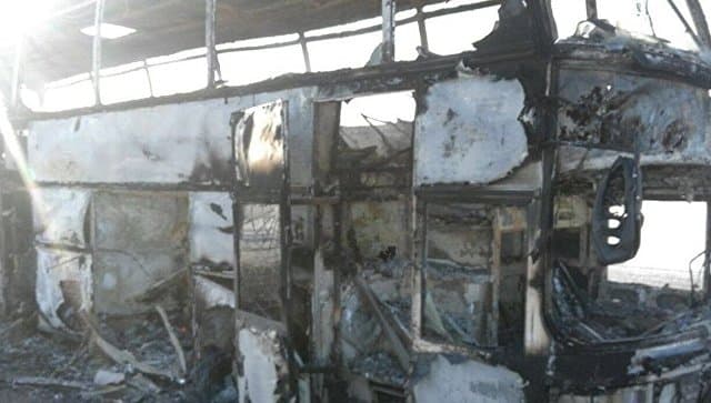 Aqto‘beda yongan avtobusning egasida yo‘lovchi tashish uchun litsenziya bo‘lmagan