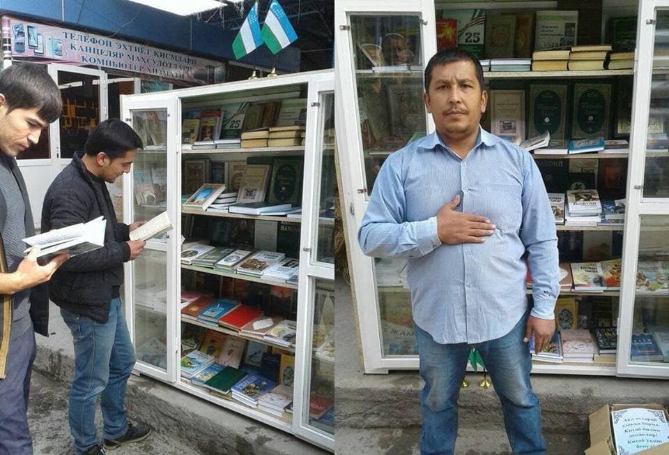 Farg‘onaning Rishtonida hokimlik bozorda tiklangan xalq kutubxonasini buzmoqda