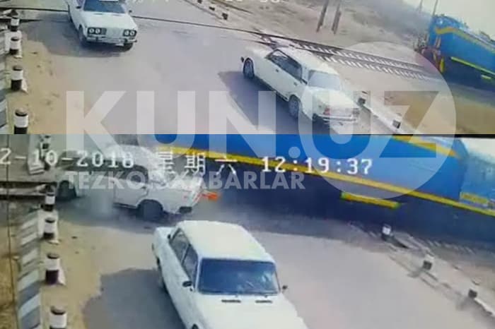 Жиззахда поезд ва автомобиль тўқнашуви қандай содир бўлди (видео)