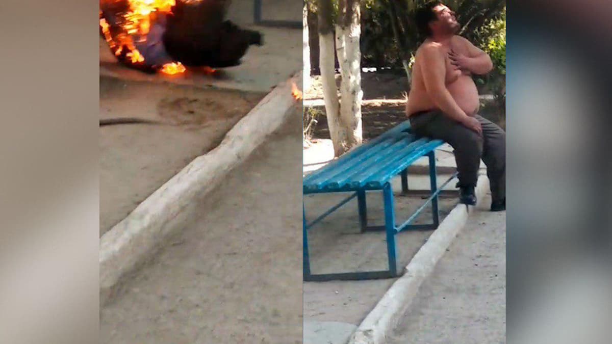 Видео: в Сурхандарье мужчина поджег себя у здания хокимията 
