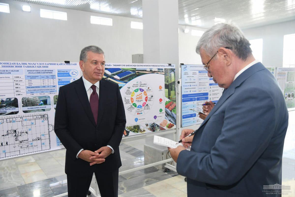 Shavkat Mirziyoyev «Mo‘ynoq akva sanoat» korxonasini borib ko‘rdi 