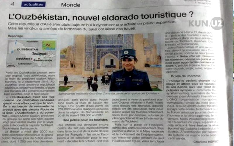 Fransiya nashri Samarqand turistik politsiyasi haqida maqola e'lon qildi