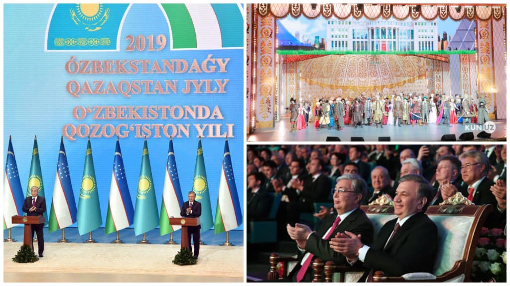 O‘zbekistonda Qozog‘iston yili e'lon qilindi. Prezidentlar ishtirok etgan tadbirdan fotoreportaj