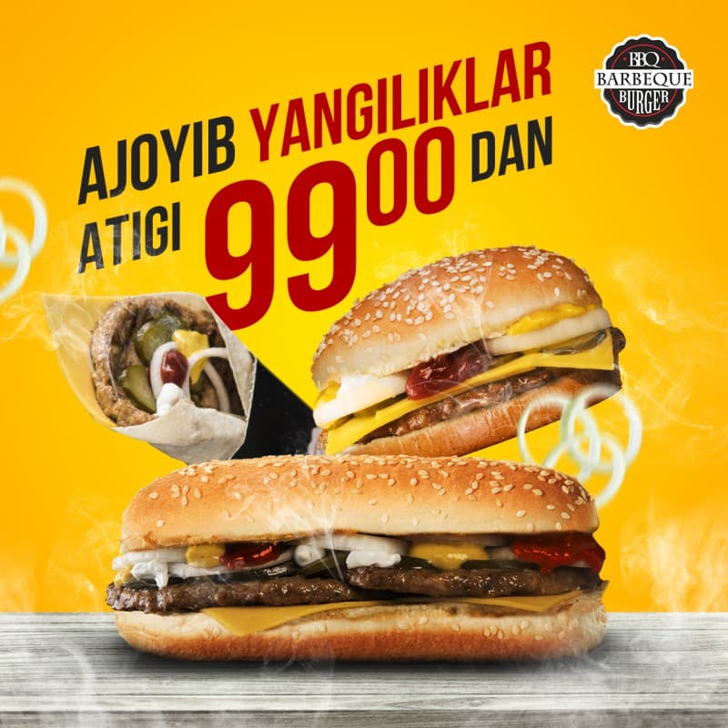 Barbeque Burger yangi taomnoma taklif qilmoqda. Tatib ko‘rishni unutmang!